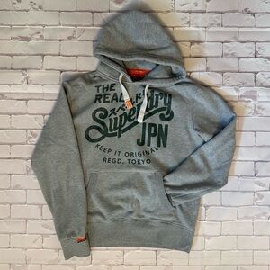 Superdry Gray Hoodie with Green Logo